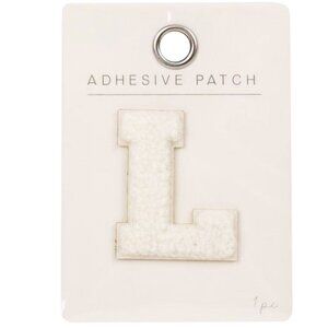 Horizon Group Adhesive Patch White "L" Varsity Fuzzy Fabric Like Craft